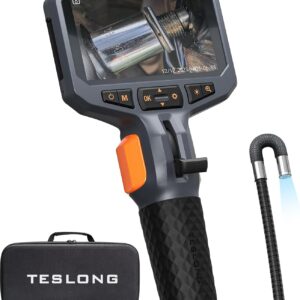 Teslong Two-Way Articulating Borescope with Light, Industrial Endoscope Inspection Camera with Articulated Probe, Flexible Mechanic Fiber Optic Snake Scope Cam for Wall/Automotive/Engine (5 FT) Manuals+ +1