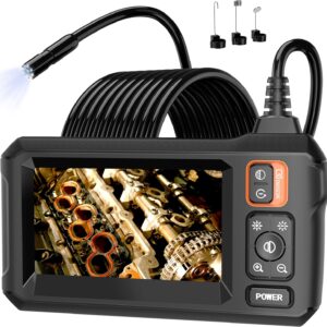 Endoscope Camera with Light, Borescope Camera with 4.3" IPS Screen, 1920P HD with 8 LED Lights, 16.4FT Semi-Rigid Cord Bore Scope, Gadgets for Men & Tools for Men